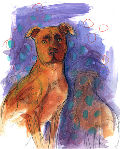 Big Dog, Pet Portrait, whimsy, art, sketch, paint, painting, watercolor, watercolor artist, unique, likeness, portrait, portraiture, pet